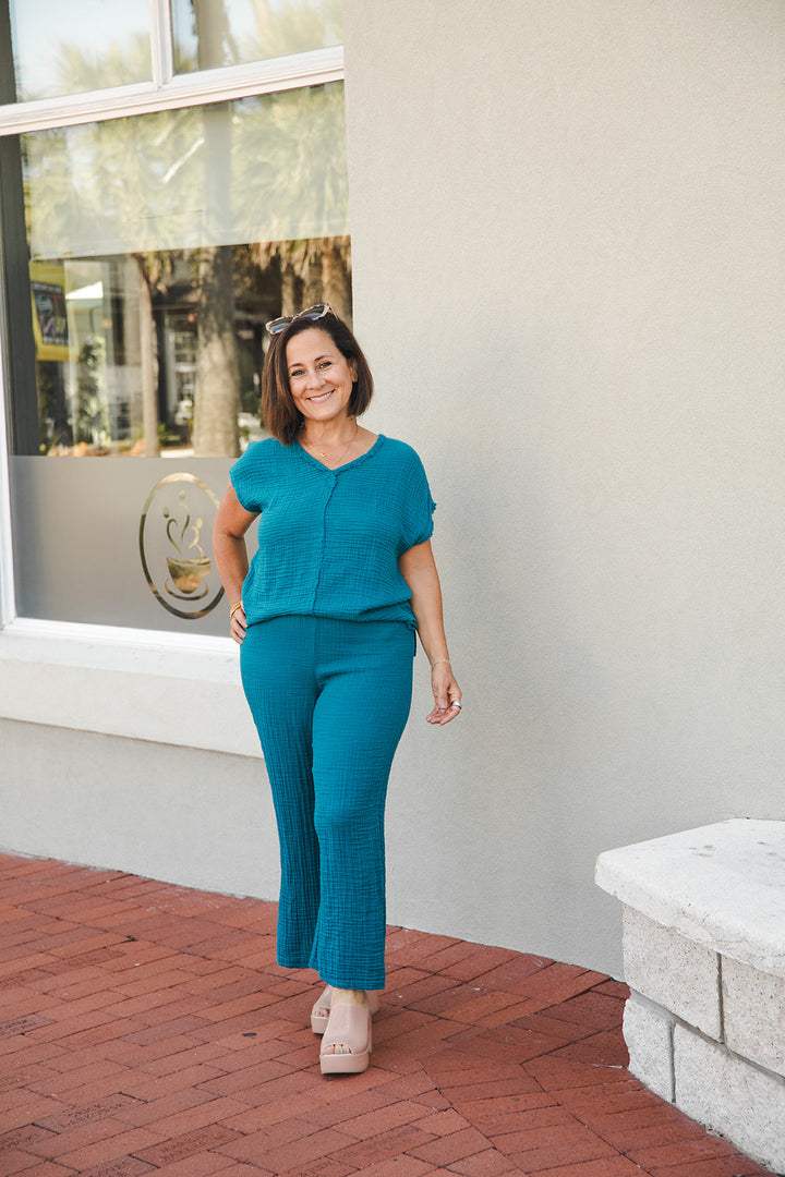 Medina Smocked Waist Cropped Pant