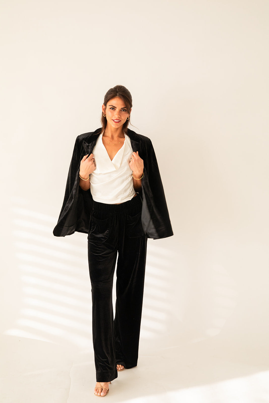 Satin Cowl Halter Top - Ivory