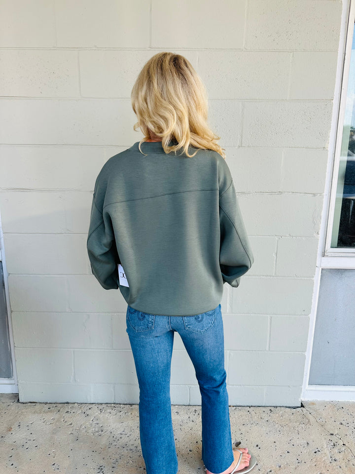Scuba Mock Neck Pullover - Sage Leaf