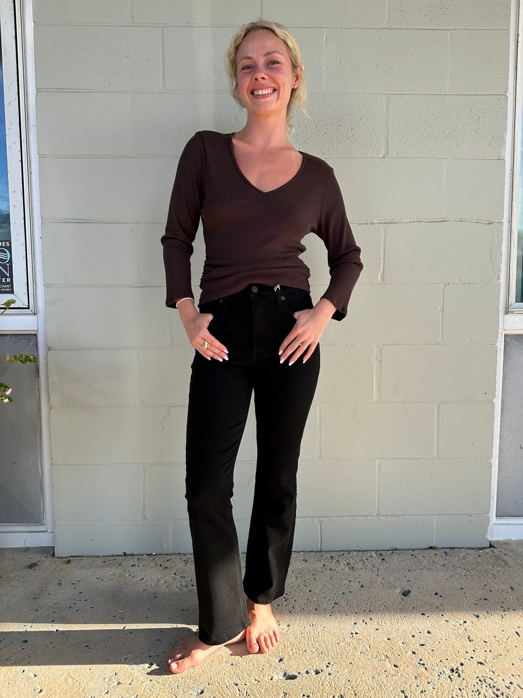 Sylvie Shirred Side Tee - Java