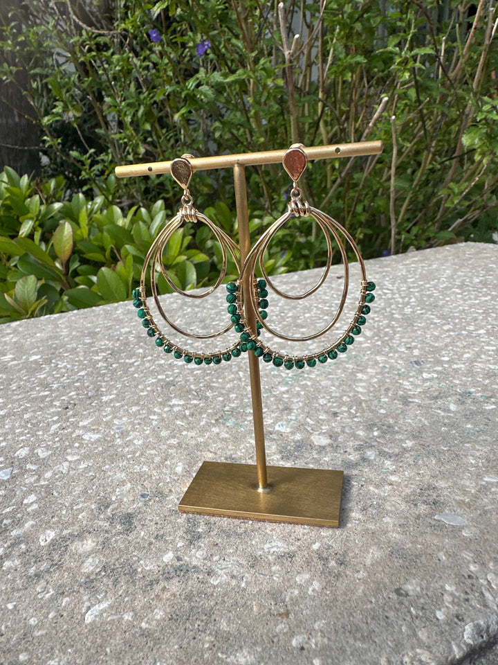 Green Stone Oval Earrings