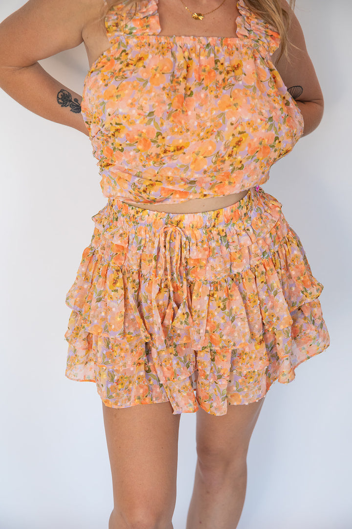 Tangerine Floral Mila Skort