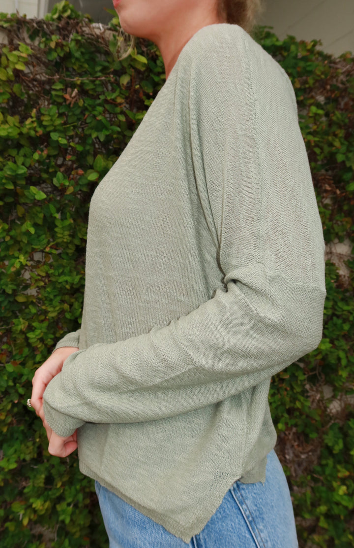 Dolphin Knit Sweater - Sage Green