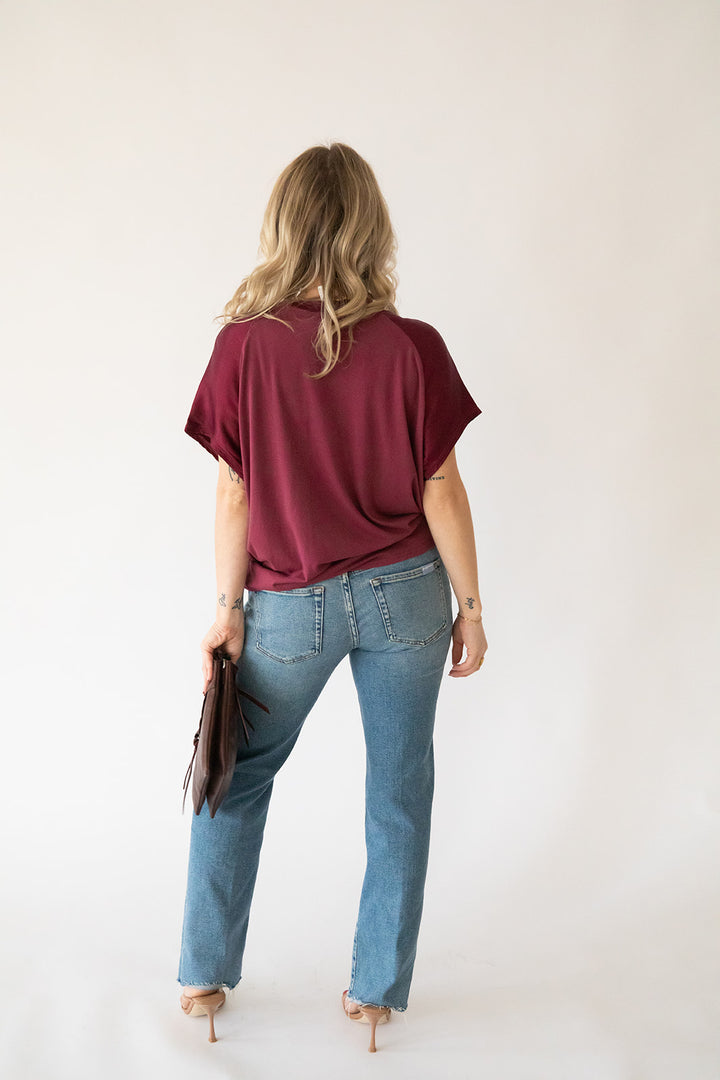 Satin Flow Tee - Garnet