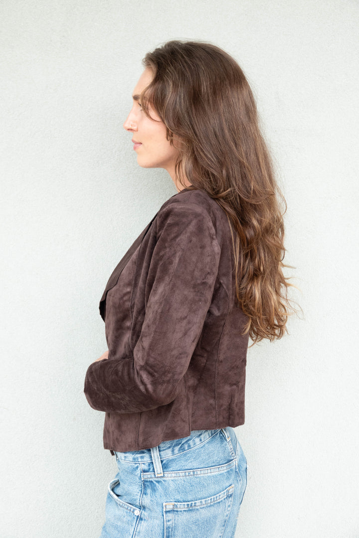 Faux Suede Jaime Jacket - Dark Chocolate