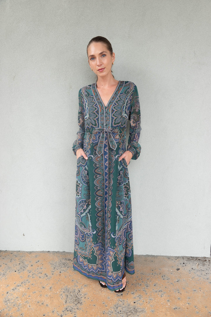 Georgina Long Sleeve Maxi Dress - Emerald