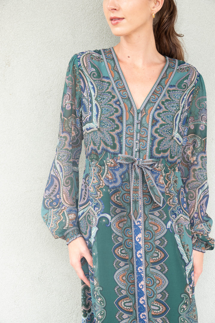 Georgina Long Sleeve Maxi Dress - Emerald