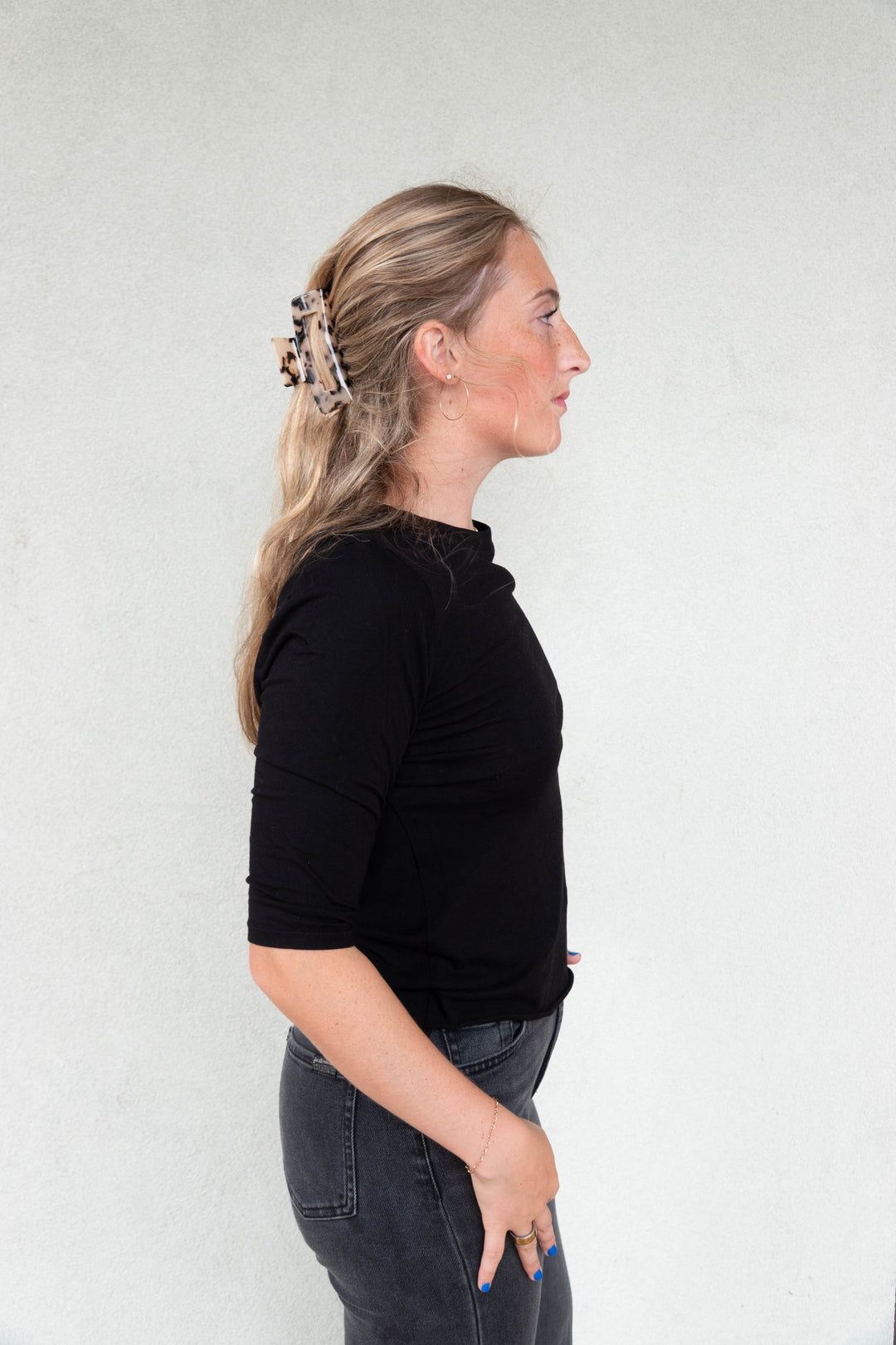 Santa Monica Elbow Sleeve Tee - Black