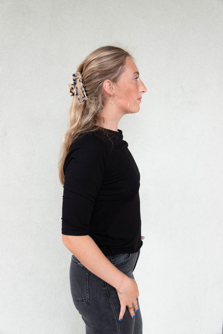 Santa Monica Elbow Sleeve Tee - Black