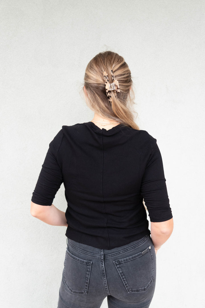Santa Monica Elbow Sleeve Tee - Black