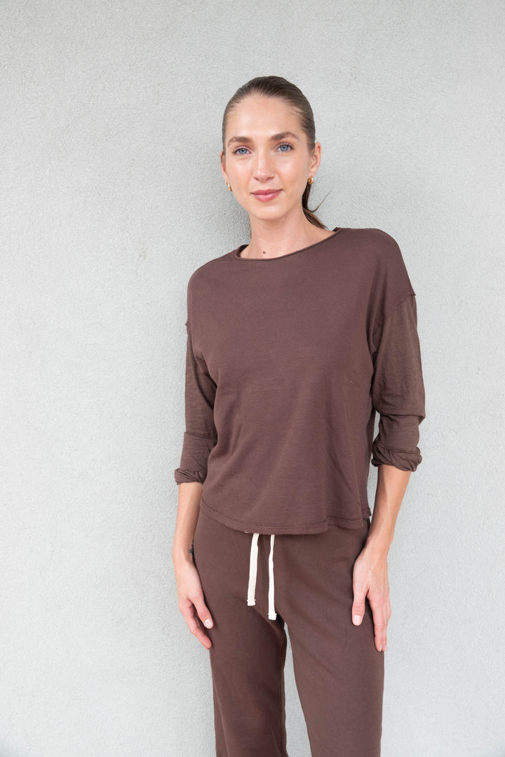 Marlow Long Sleeve Tee - Coffee
