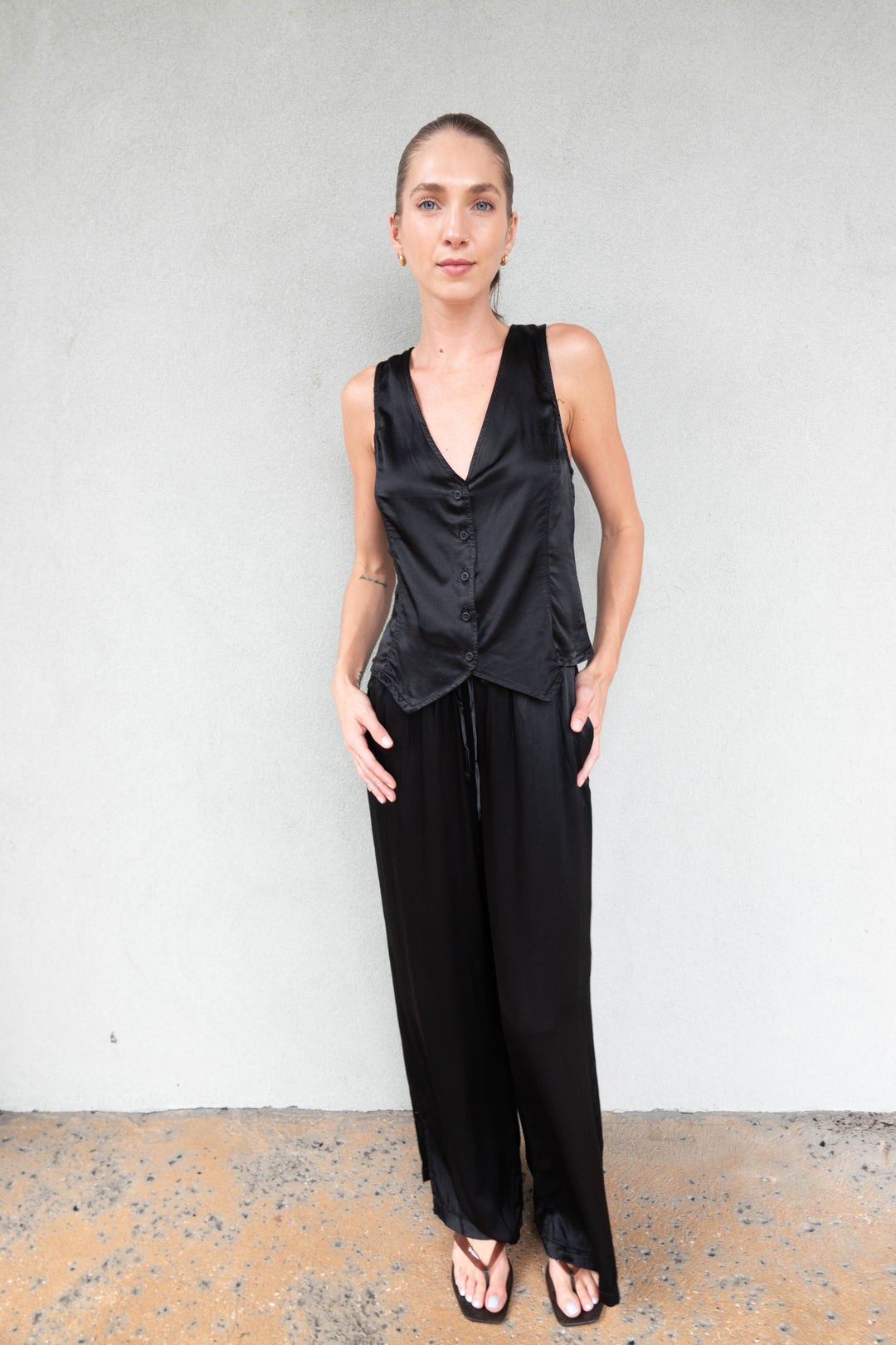 Beachfront Silky Pant - Black