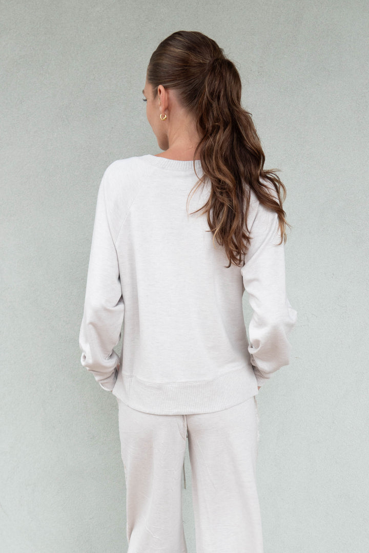 Supersoft Lace Trim Crew - Pale Oak Heather