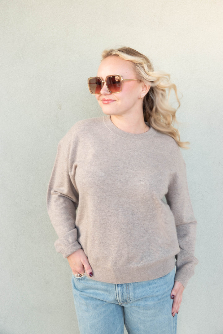Celeste Cashmere Sweater - Heather Taupe