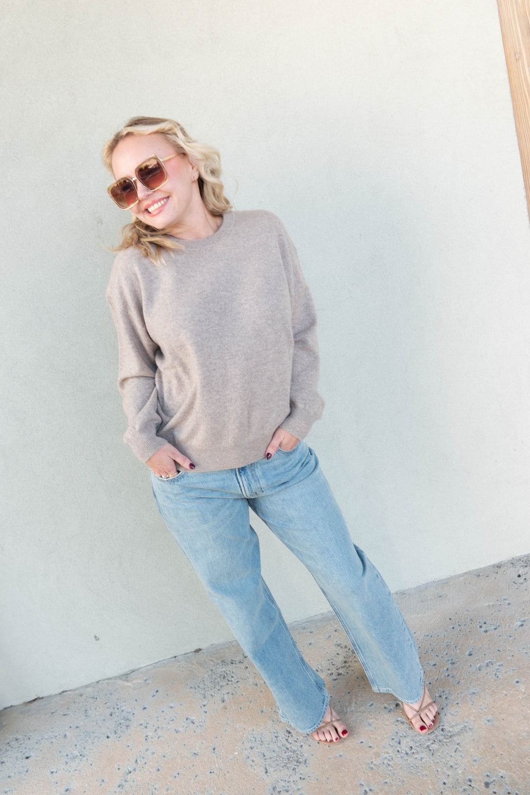 Celeste Cashmere Sweater - Heather Taupe