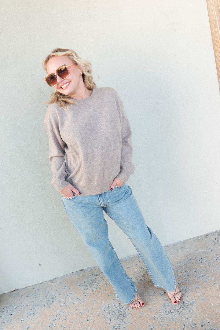 Celeste Cashmere Sweater - Heather Taupe