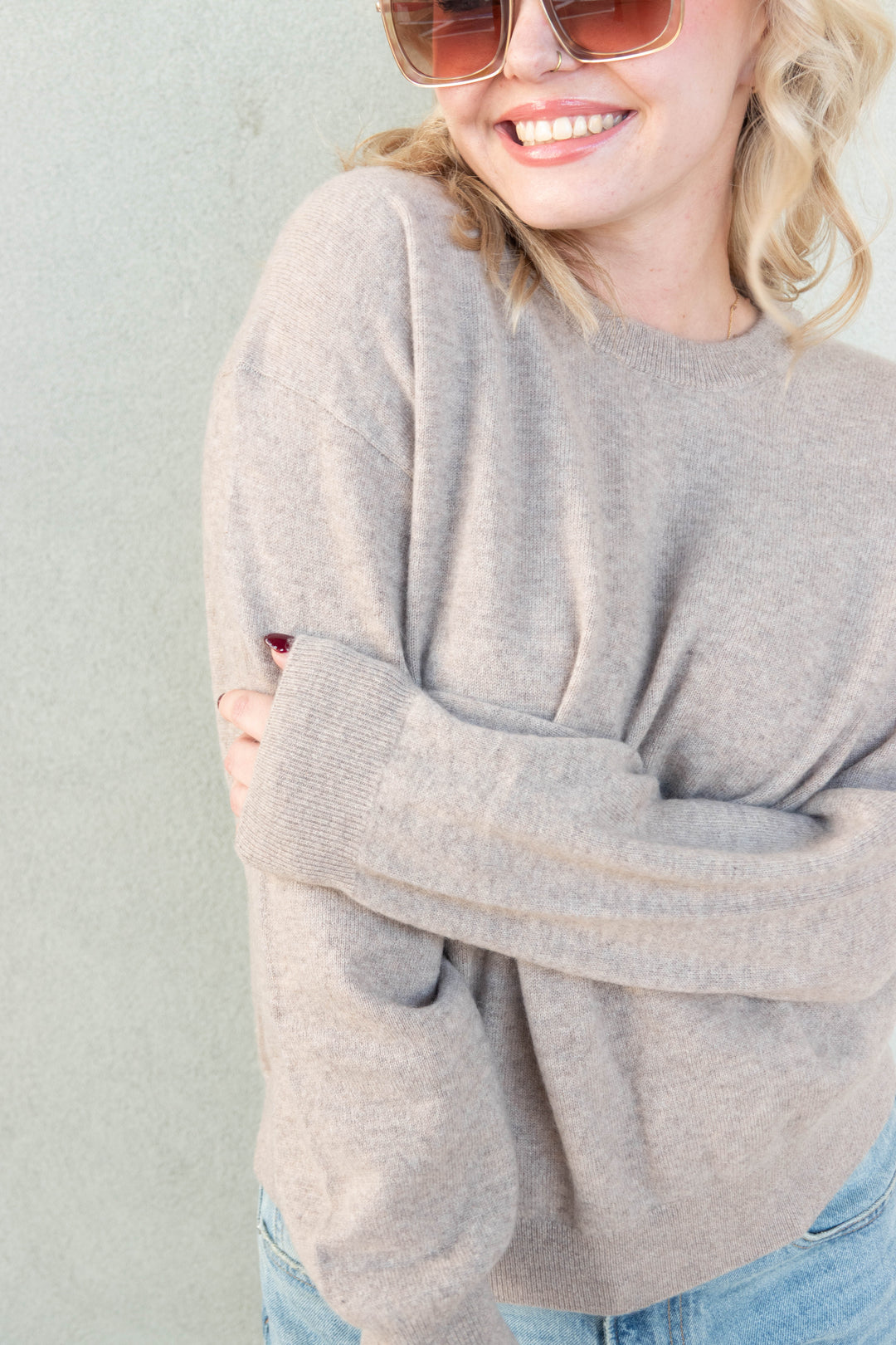 Celeste Cashmere Sweater - Heather Taupe