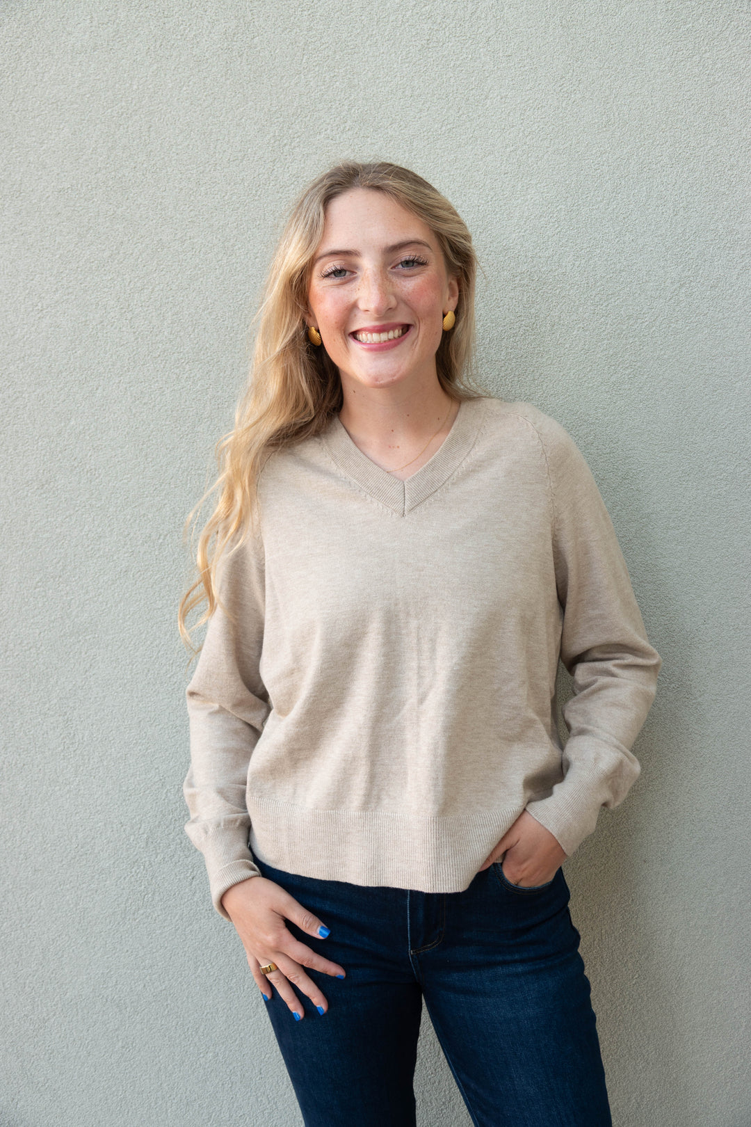 Otis V Neck Sweater - Oat