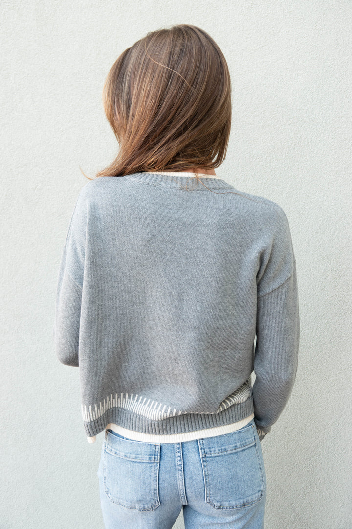 Point Taken Cotton Sweater - Grey Shadow