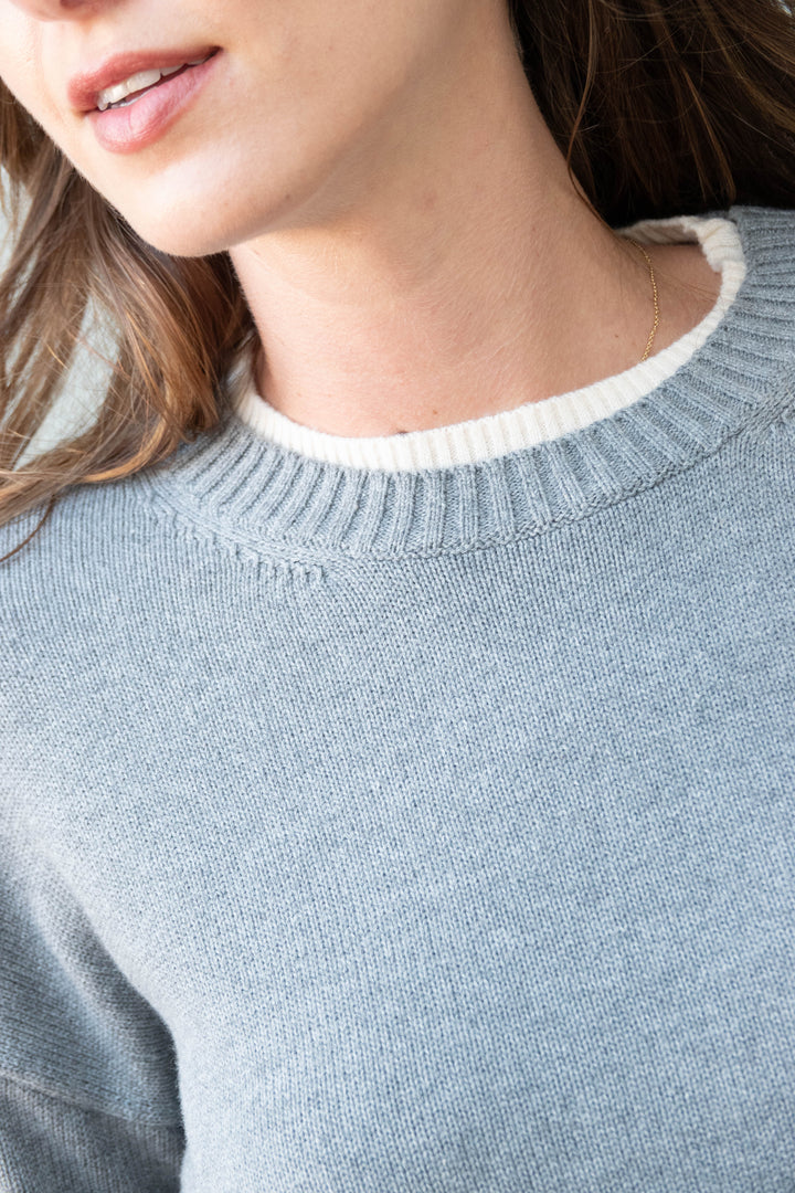 Point Taken Cotton Sweater - Grey Shadow