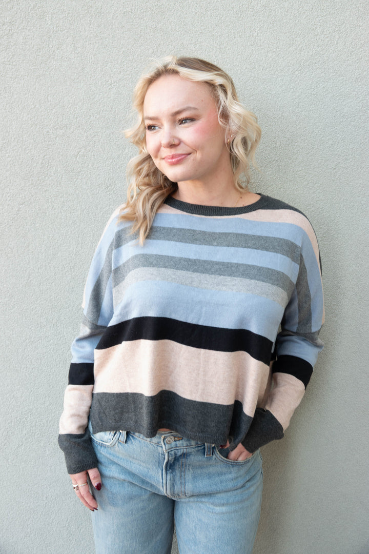 Namaste Knit Sweater - Black Sand Stripe