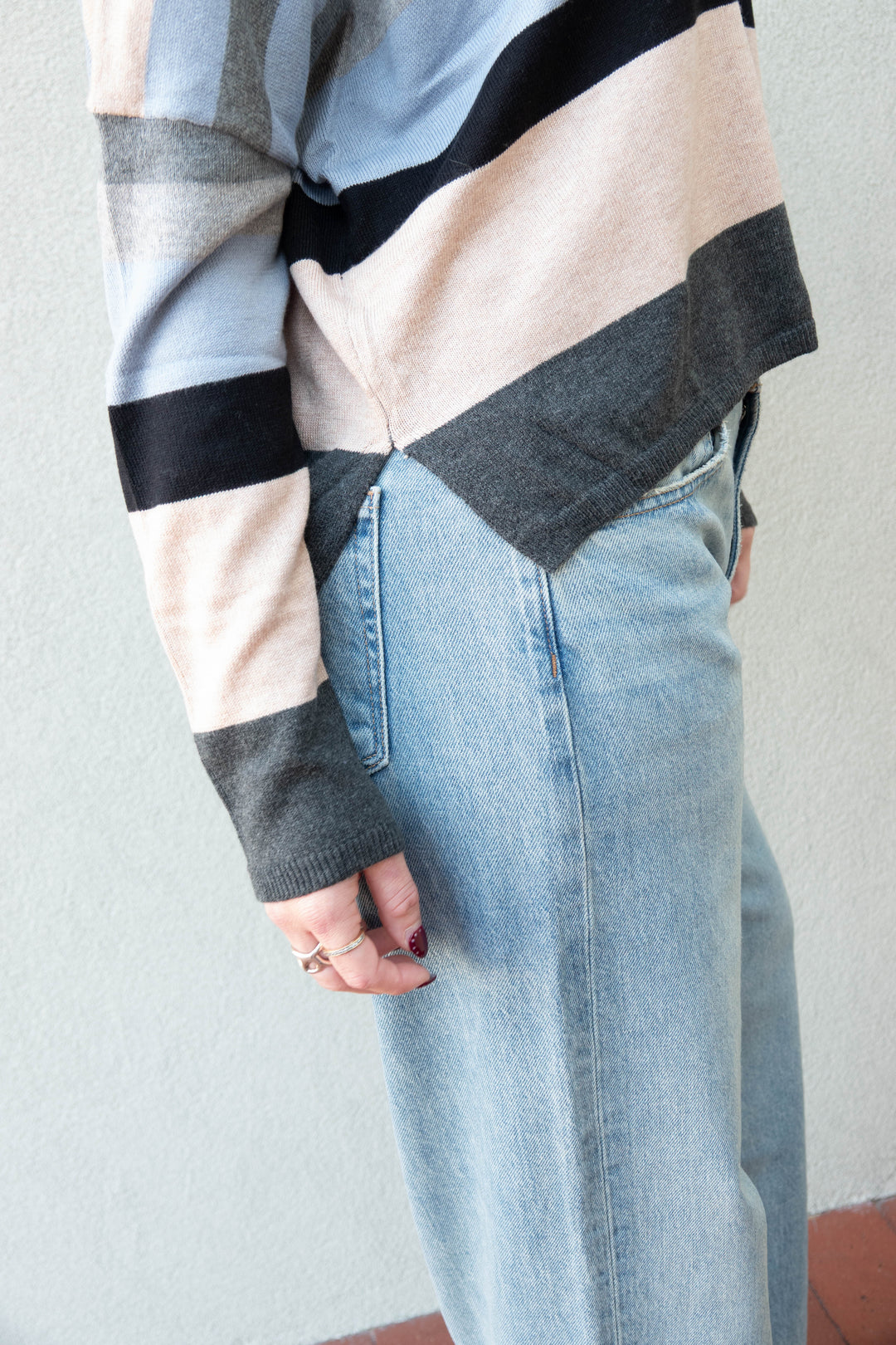 Namaste Knit Sweater - Black Sand Stripe