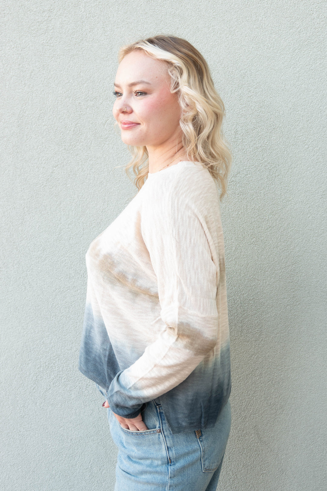 Wavy Daze Knit Sweater - Steel Tie Dye