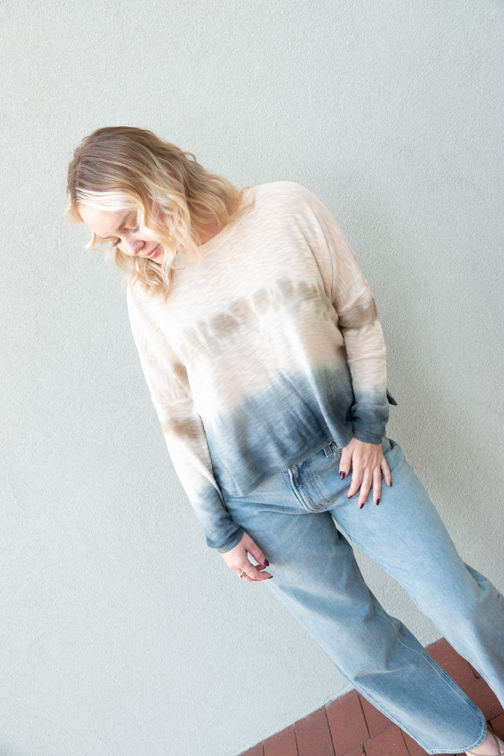 Wavy Daze Knit Sweater - Steel Tie Dye