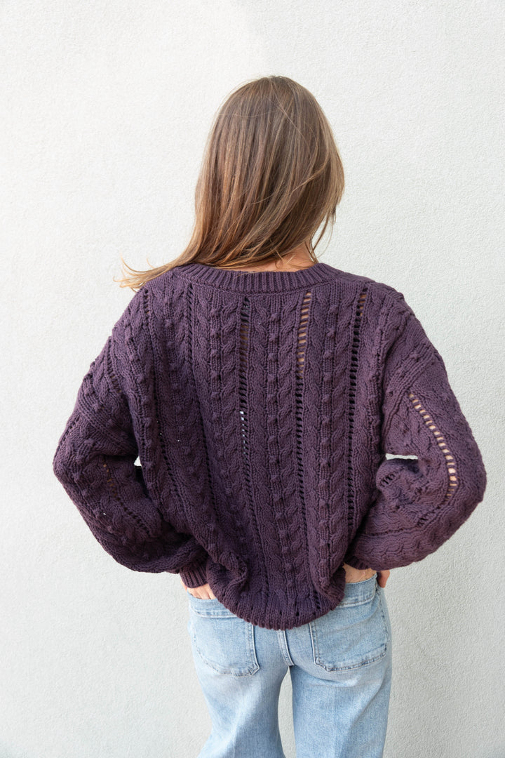 Cal V Neck Pullover - Plum