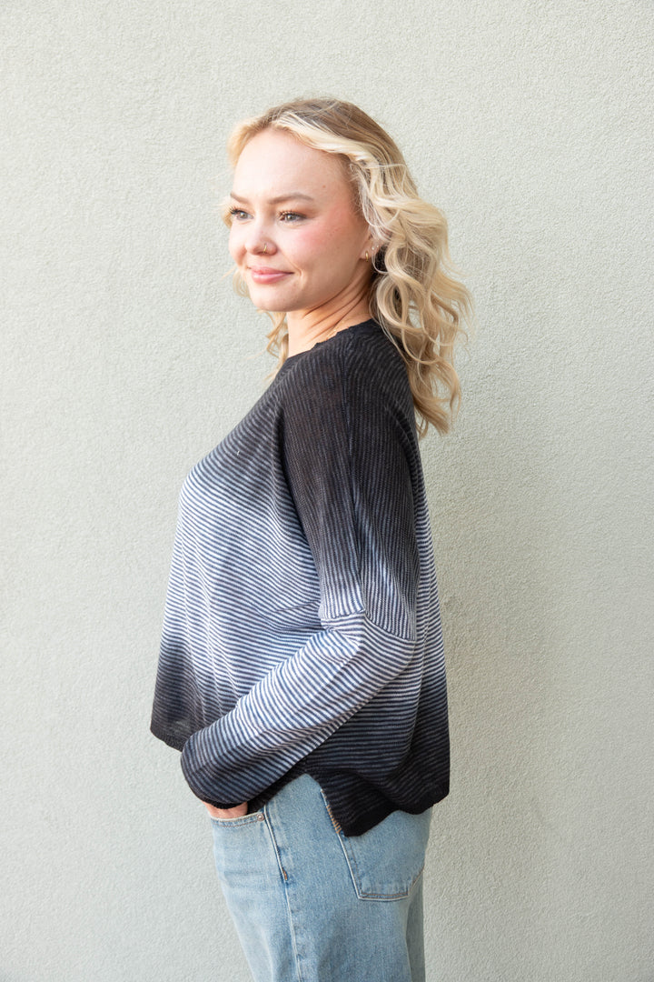Duo Dip Knit Sweater - Honest Indigo Stripe