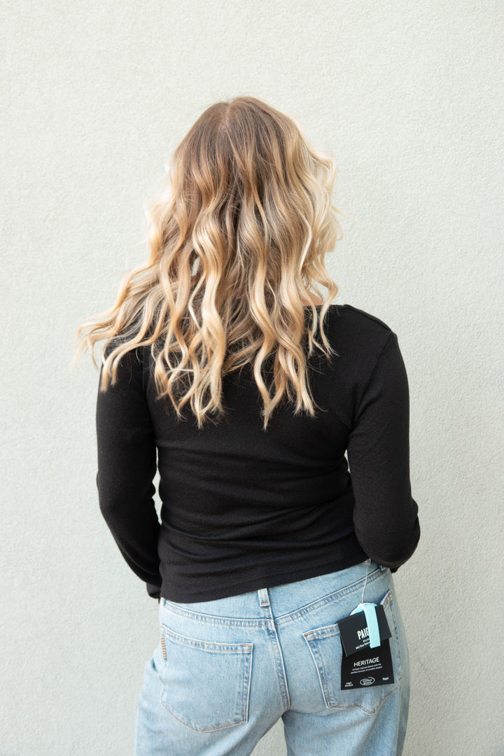 Delaney Square Neck Long Sleeve - Black
