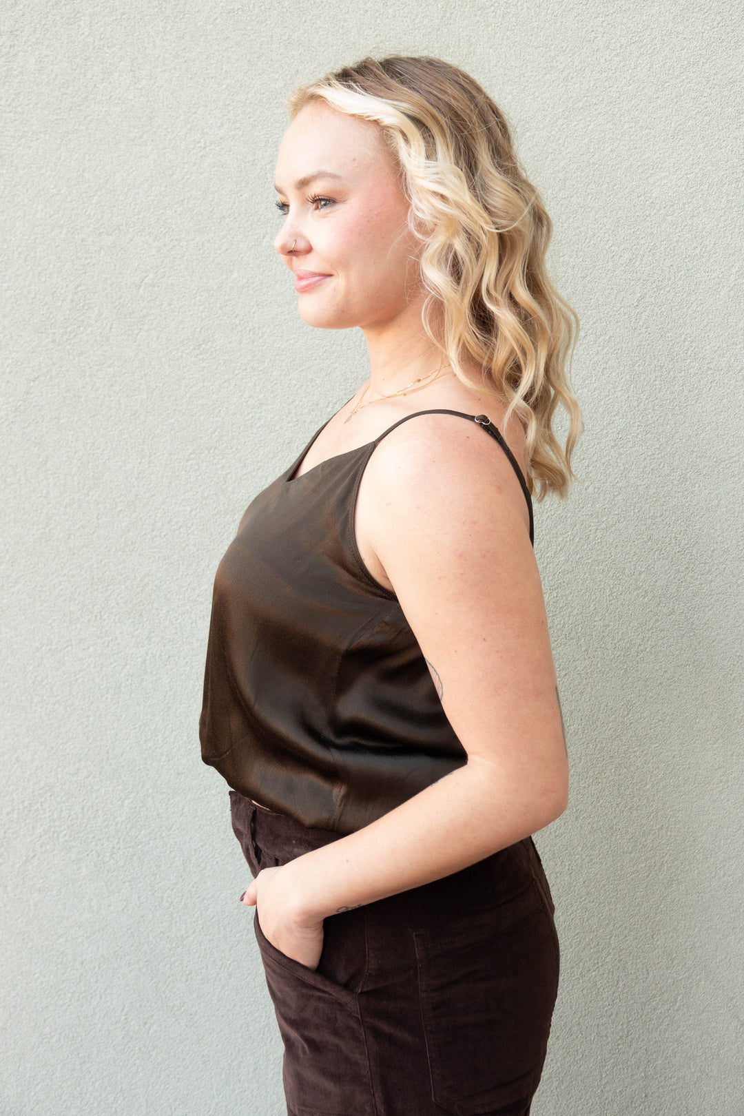 Silky Bryce Top - Moss Brown
