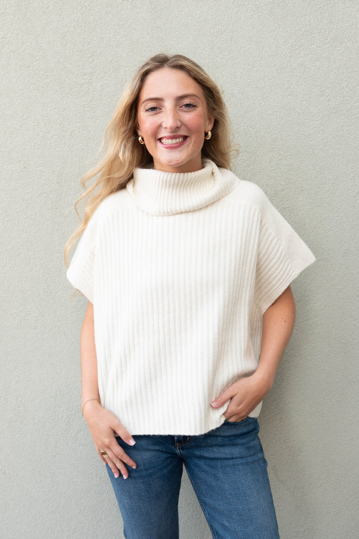 Adelyn Turtleneck Pocho Sweater - Coconut Milk