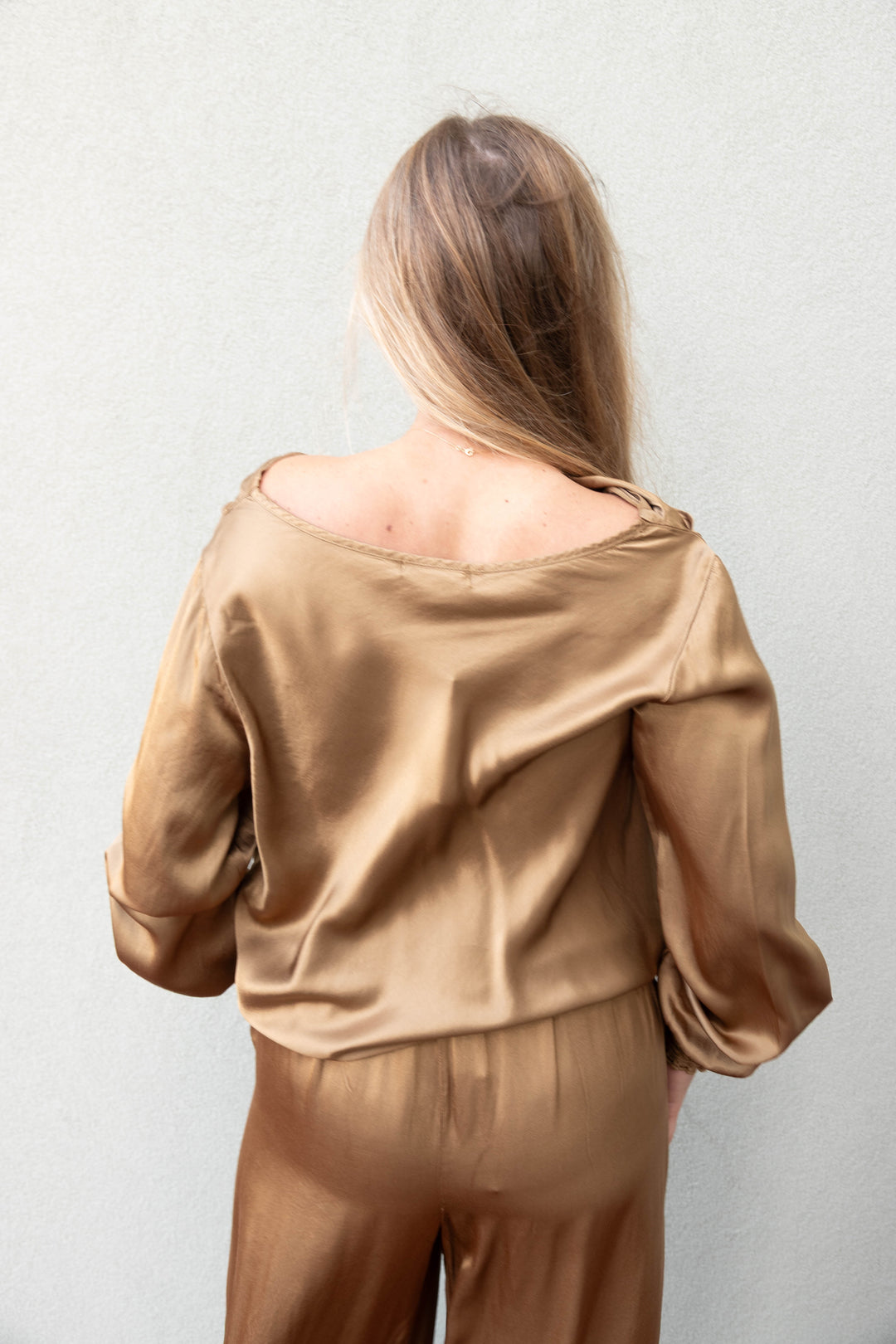 Margaret Smocked Sleeve Bubble Hem Top - Gold