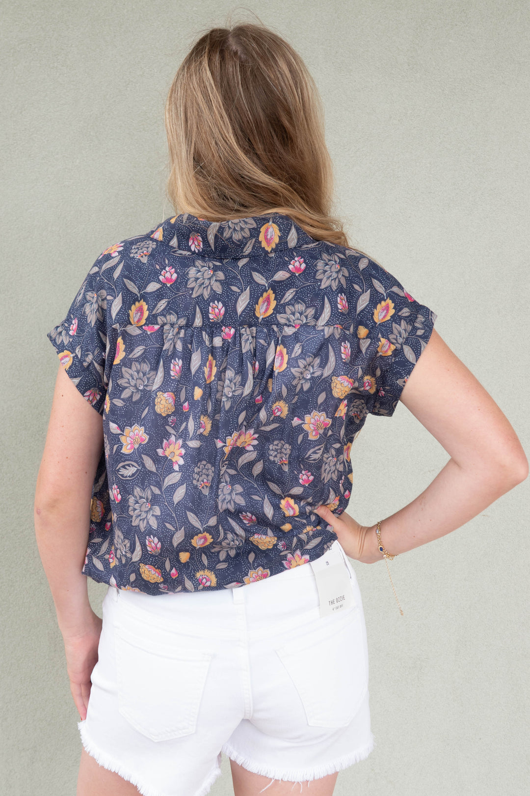 Liliane Short Sleeve Button Down - Noctural Floral