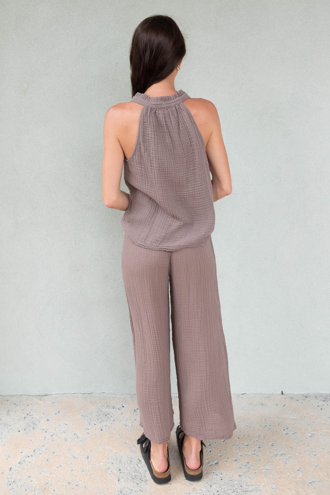 Medina Smocked Waist Cropped Pant - Quicksand