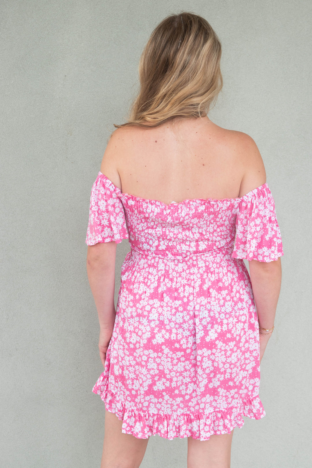 Hendrix Mini Dress - Scattered Daisy Raspberry