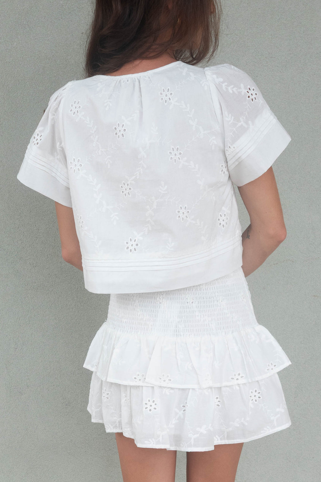 Tier Ruffle Mini Skirt  - White