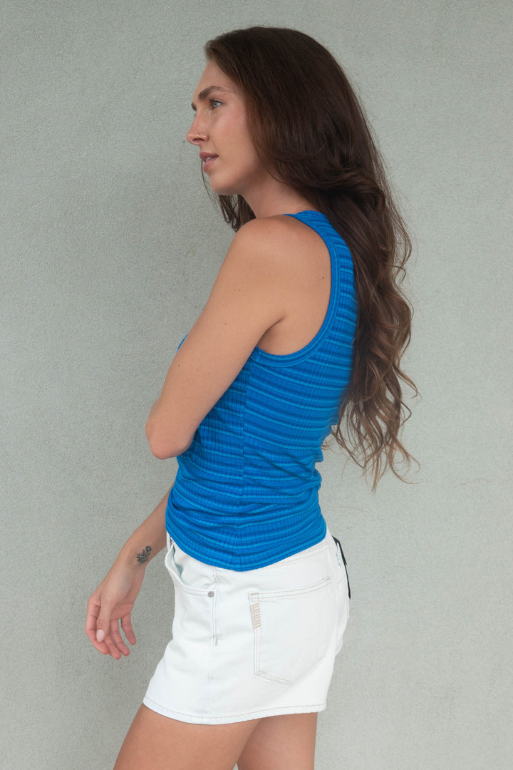 Carolie Ribbed Tank - Pacific