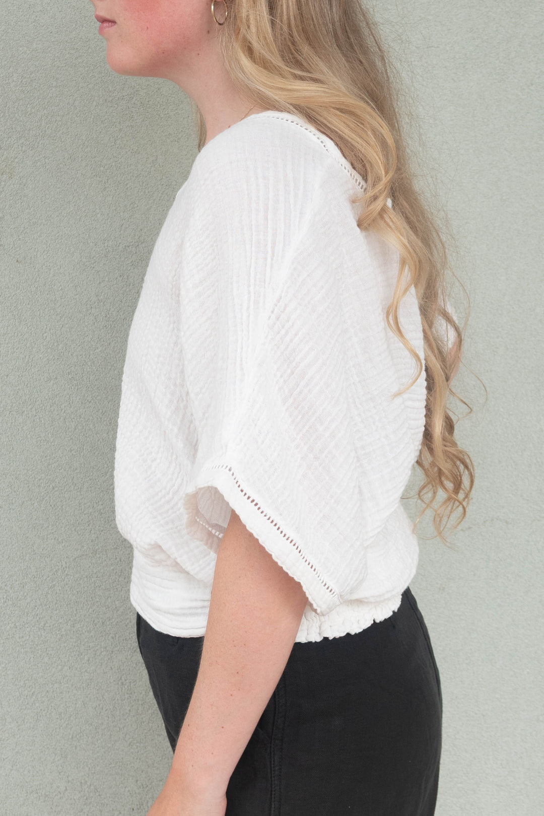 Imani Cropped Dolman Sleeve Top - Chalk