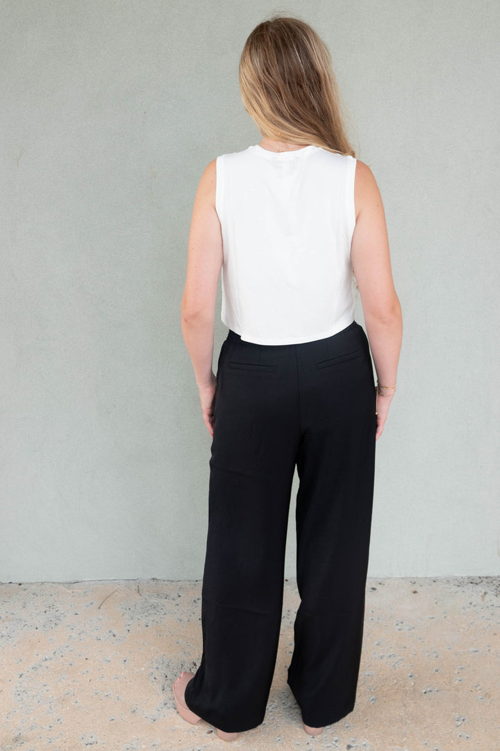 Silky Wide Leg Trouser - Black