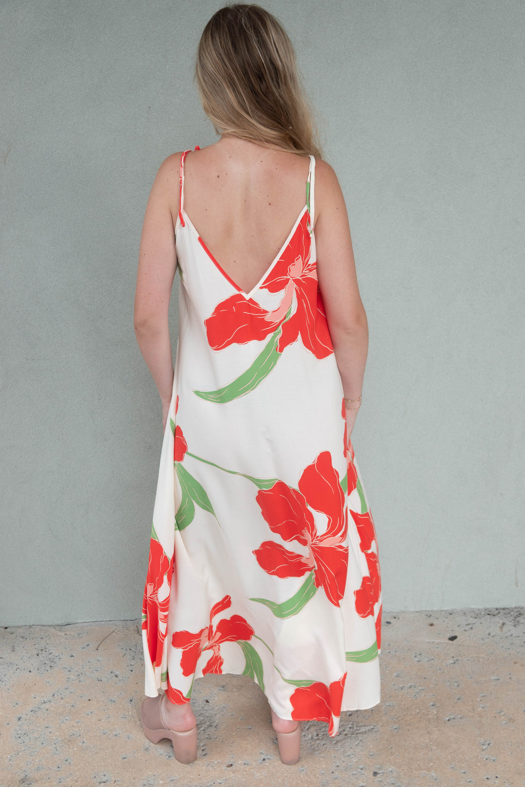 Double V Maxi Dress - Natural Orange