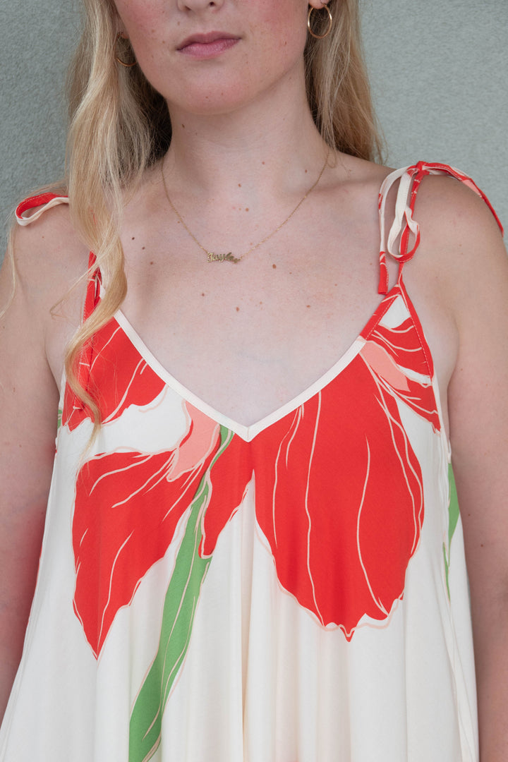 Double V Maxi Dress - Natural Orange