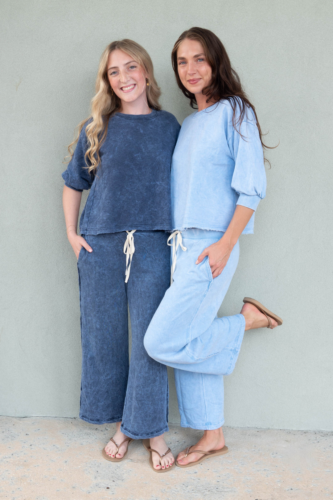 Julia Elbow Puff Sleeve Pullover - Sky