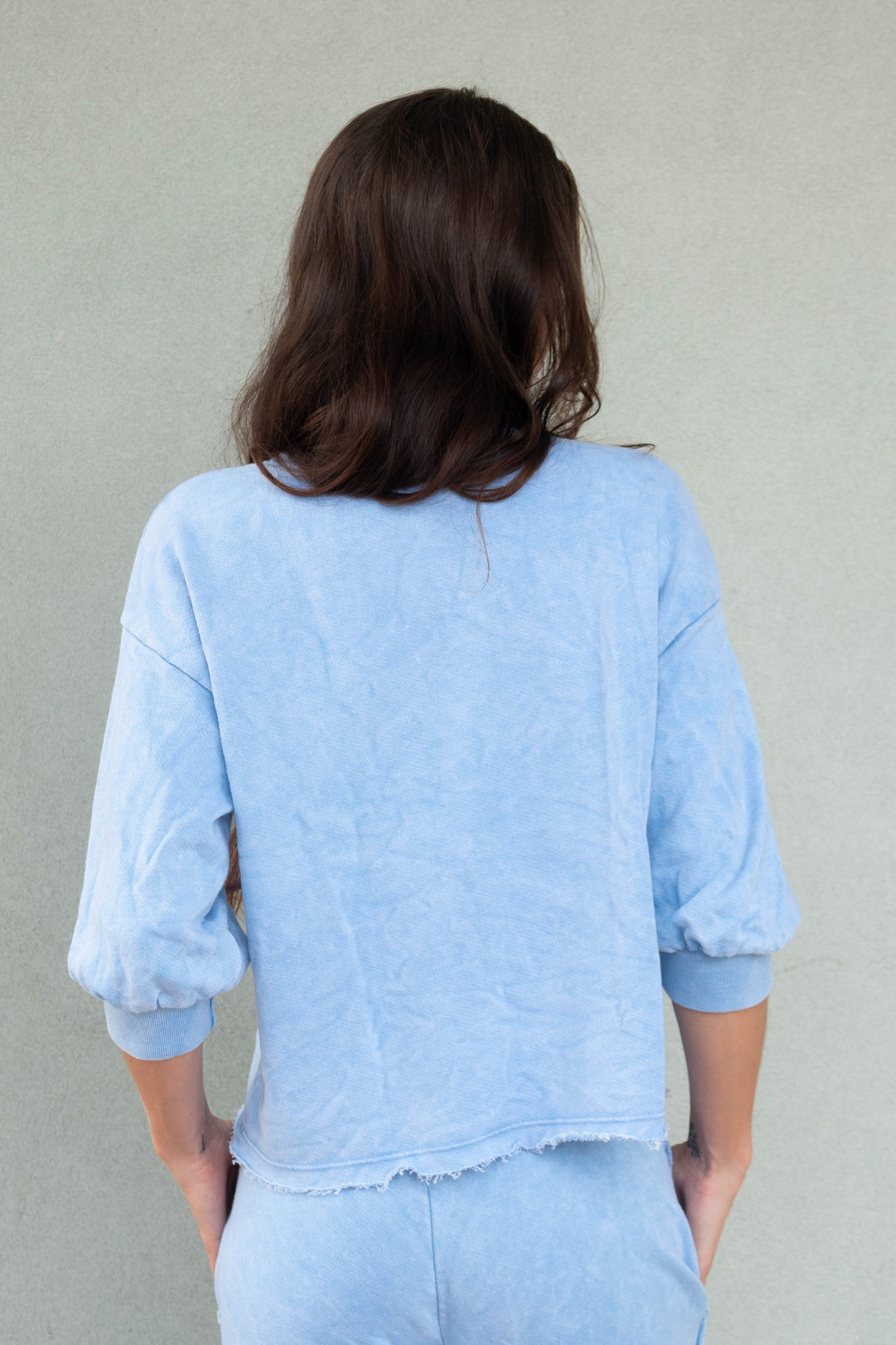 Julia Elbow Puff Sleeve Pullover - Sky