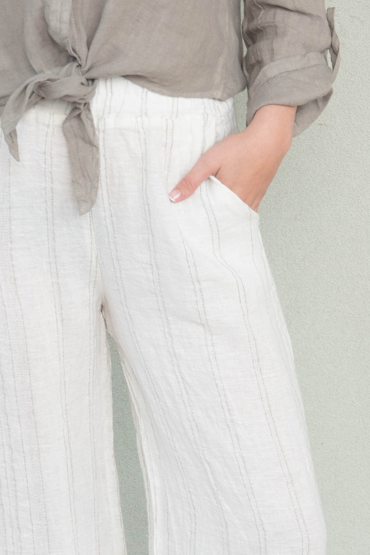 Texture Stripe Linen Pant - Butter