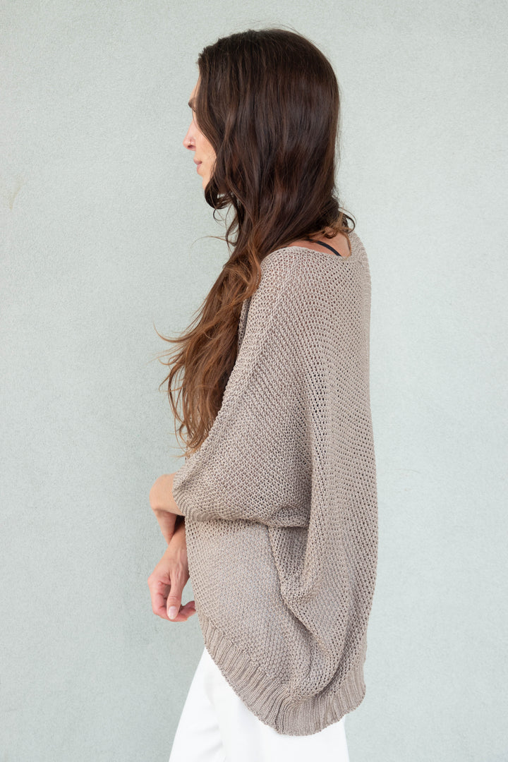 Short Sleeve Crochet Top - Dark Mocha