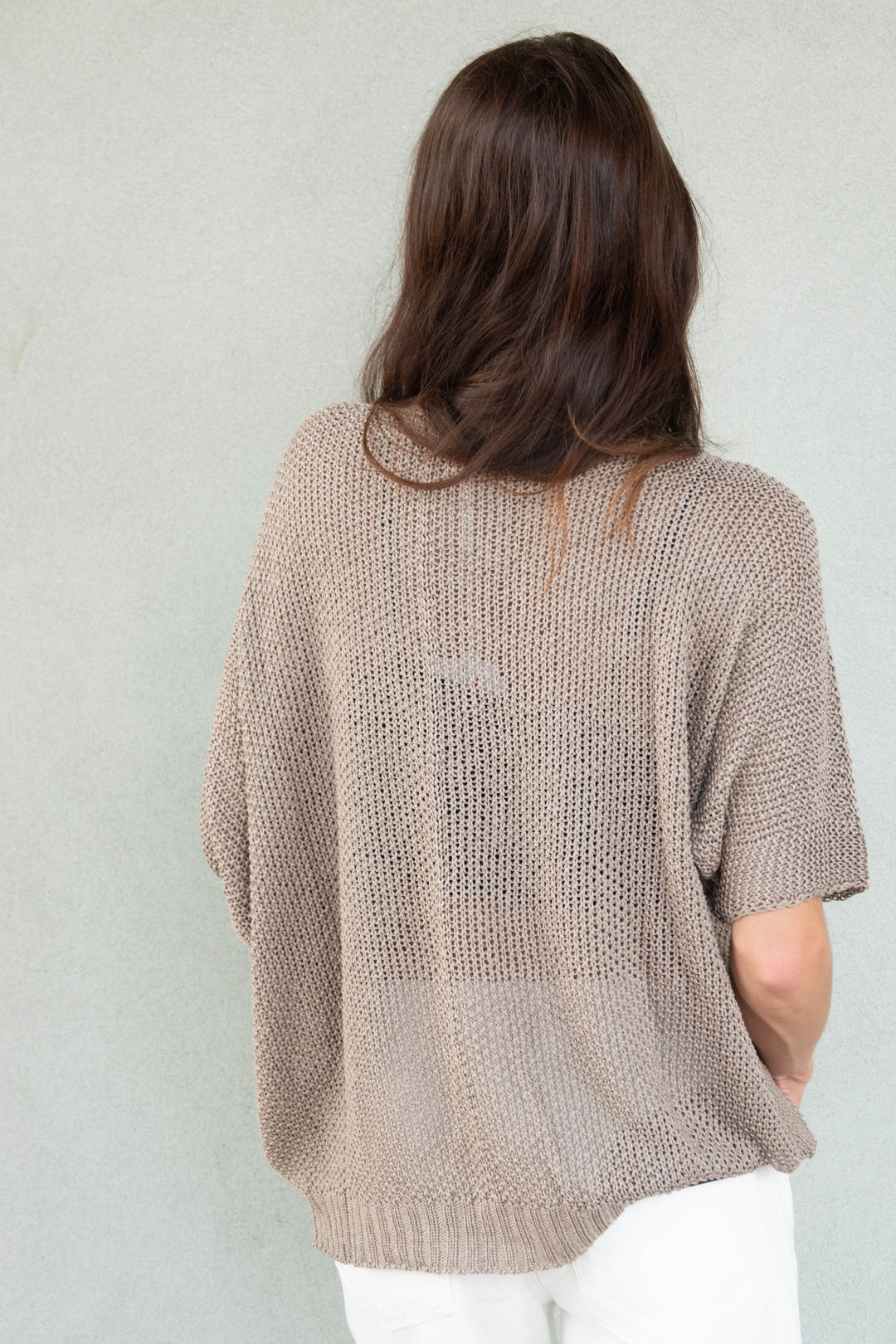 Short Sleeve Crochet Top - Dark Mocha
