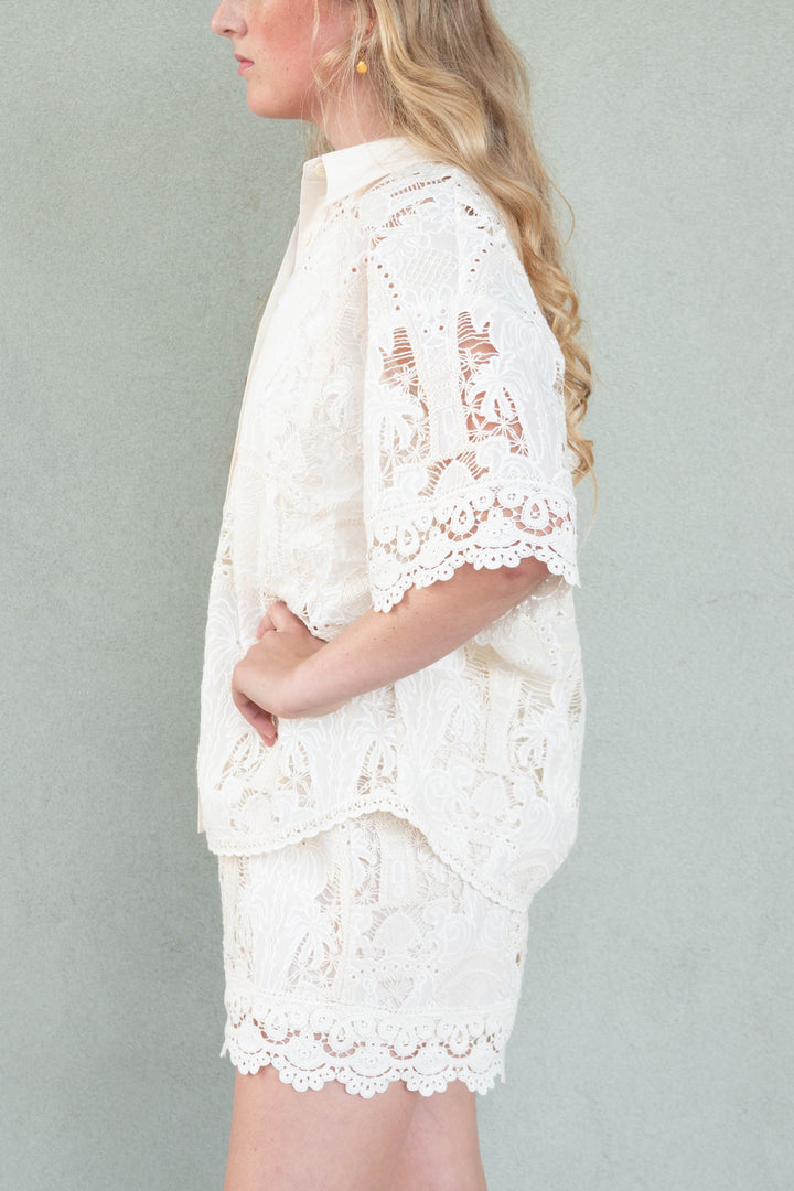 Nellie Button Down Top - Cream