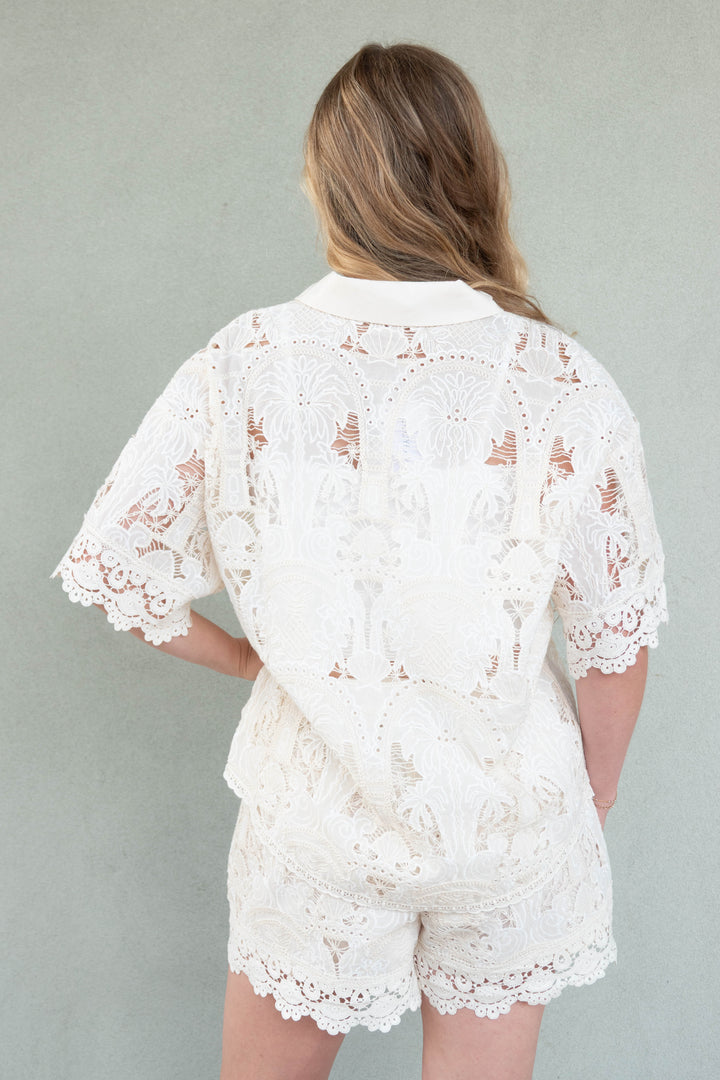 Nellie Button Down Top - Cream